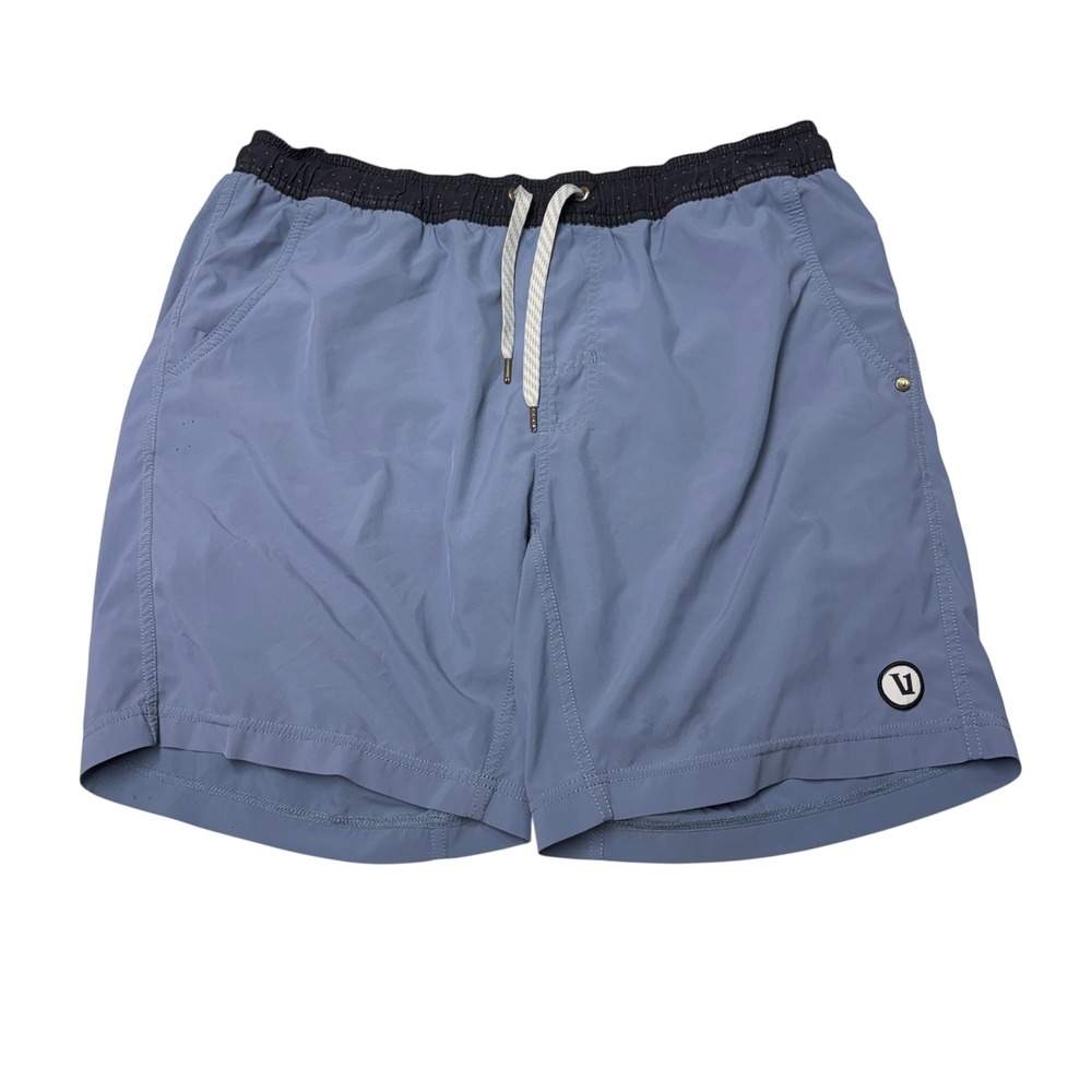Vuori Kore Short Lined 7" Mens 34X7 Blue Grey Black Dot Waistband Athletic Large